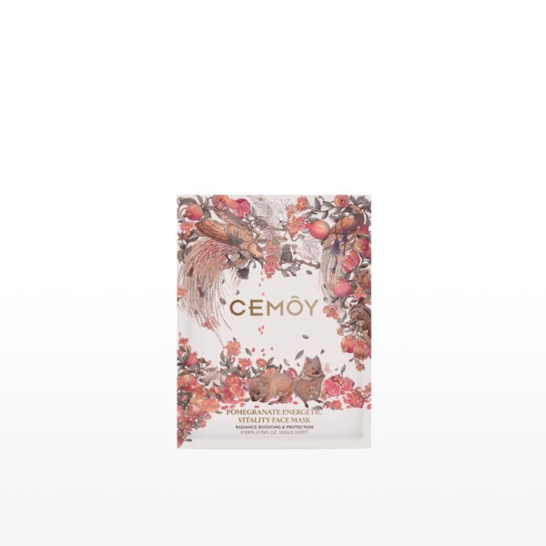 Pomegranate Vitality Face Mask 28ml Pack of 5 by Cemoy. Invigorating skincare gift for China.