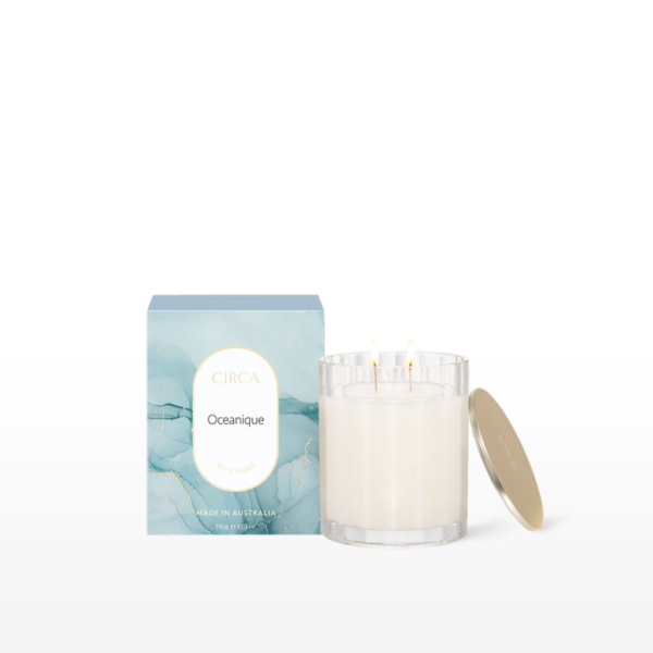 Large 350g Oceanique Candle by Circa. Soothing coastal fragrance candle gift for delivery to China.