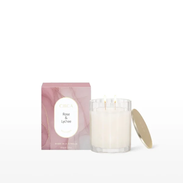 Large 350g Rose & Lychee Candle by Circa. Sweet and fruity fragrance candle gift for delivery to China.
