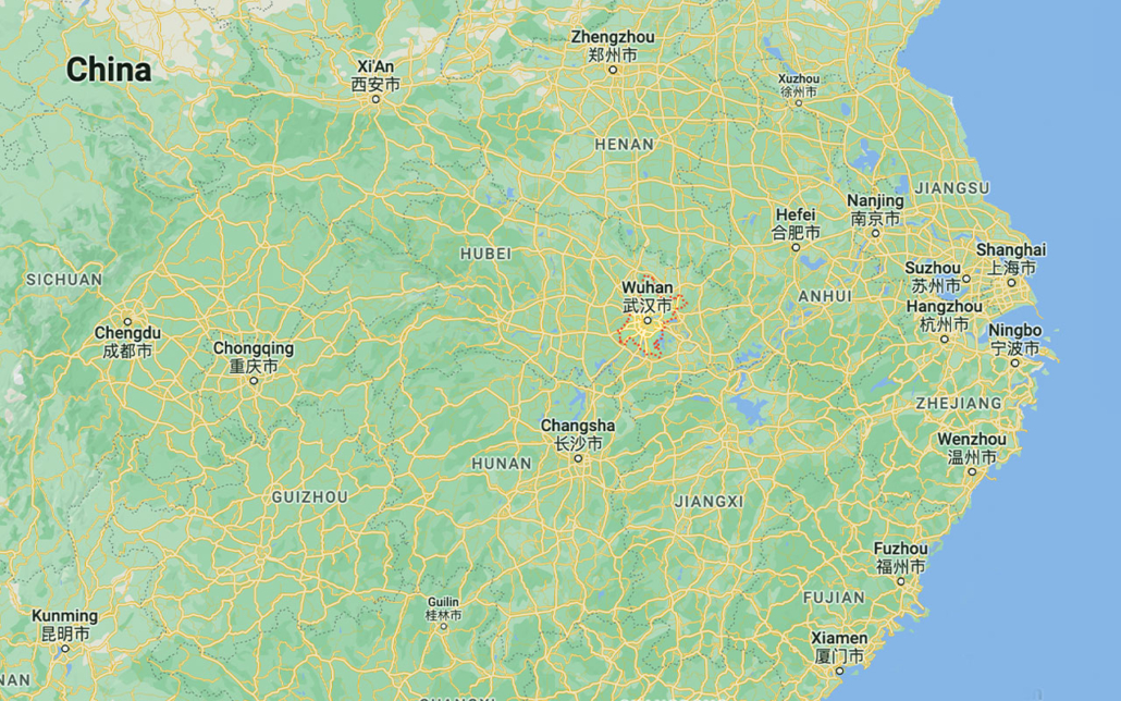 Wuhan in Google Map.