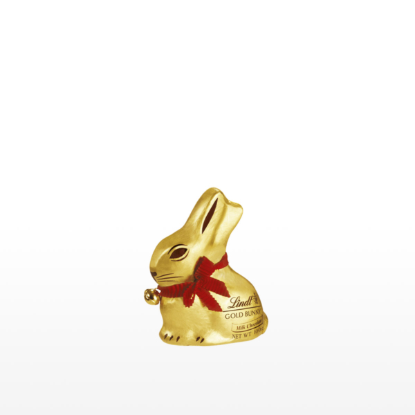 Adorable milk chocolate bunny figurine wrapped in gold foil.
